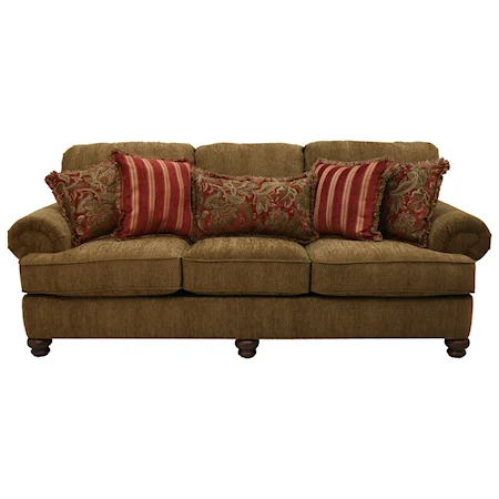 Sofa with Rolled Arms and Decorative Pillows